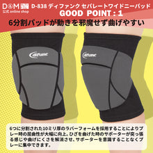 difunc ディファンク セパレートワイド ニーパッド 膝サポーター 10mm厚パッド 2個セット 左右兼用 #D-838 イメージ2