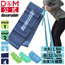 レクササイズ トレーニングバンド 1.8m 強度レベル4種類 強度別 幅12.5cm RBF-1~4 イメージ1