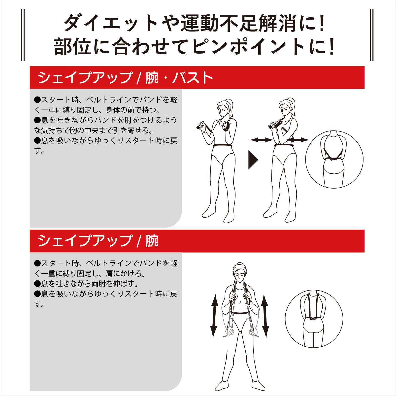 レクササイズ トレーニングバンド 1.8m 強度レベル4種類 強度別 幅12.5